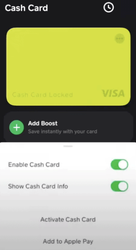 Tap on “Activate Cash Card”