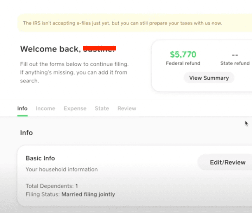 Go to Tax Return Feature